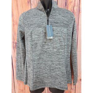Perry Ellis Womens Grey Heather 1/4 Zip XL‎ NWT Long Sleeve Pullover